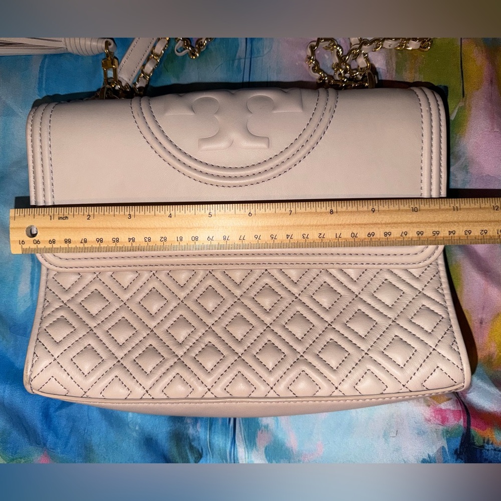 Tory Burch Fleming Convertible Cream Blush Quilted Leather Chain Shoulder Bag - Picture 13 of 14